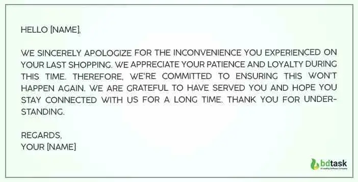 appolize to the customer