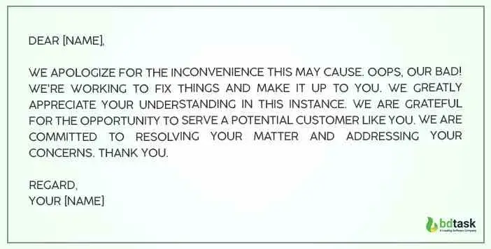 say sorry to the valueable consumer